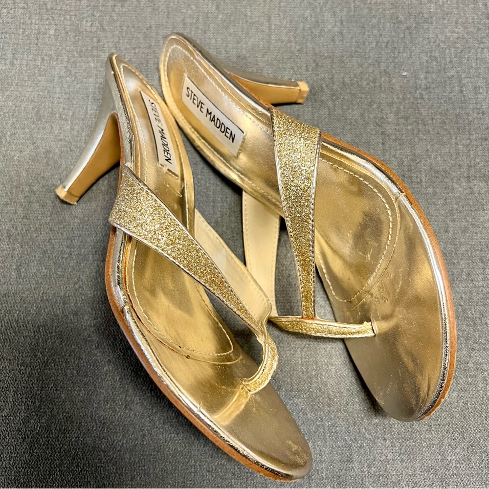 Steve Madden Blay Gold Heeled Sandal Size 7.5